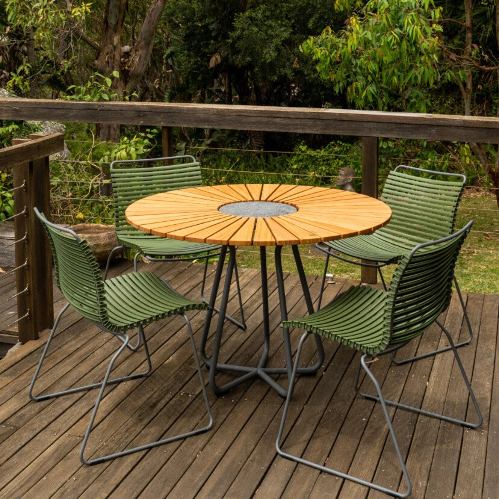 Circle Dining Table - Bamboo | Grey 110(CM) - Image 10
