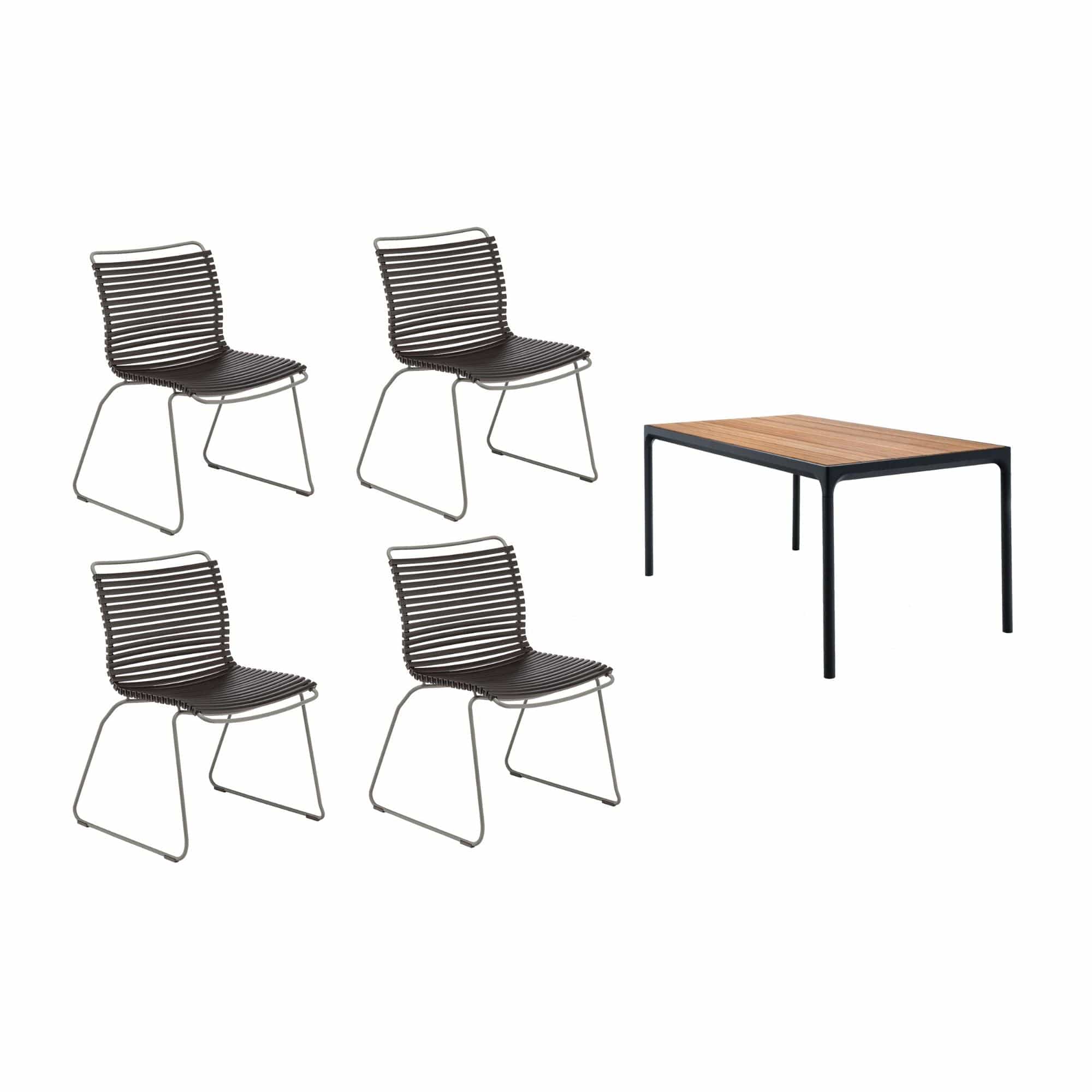 4 Seater Click & Four Outdoor Dining Set - Black