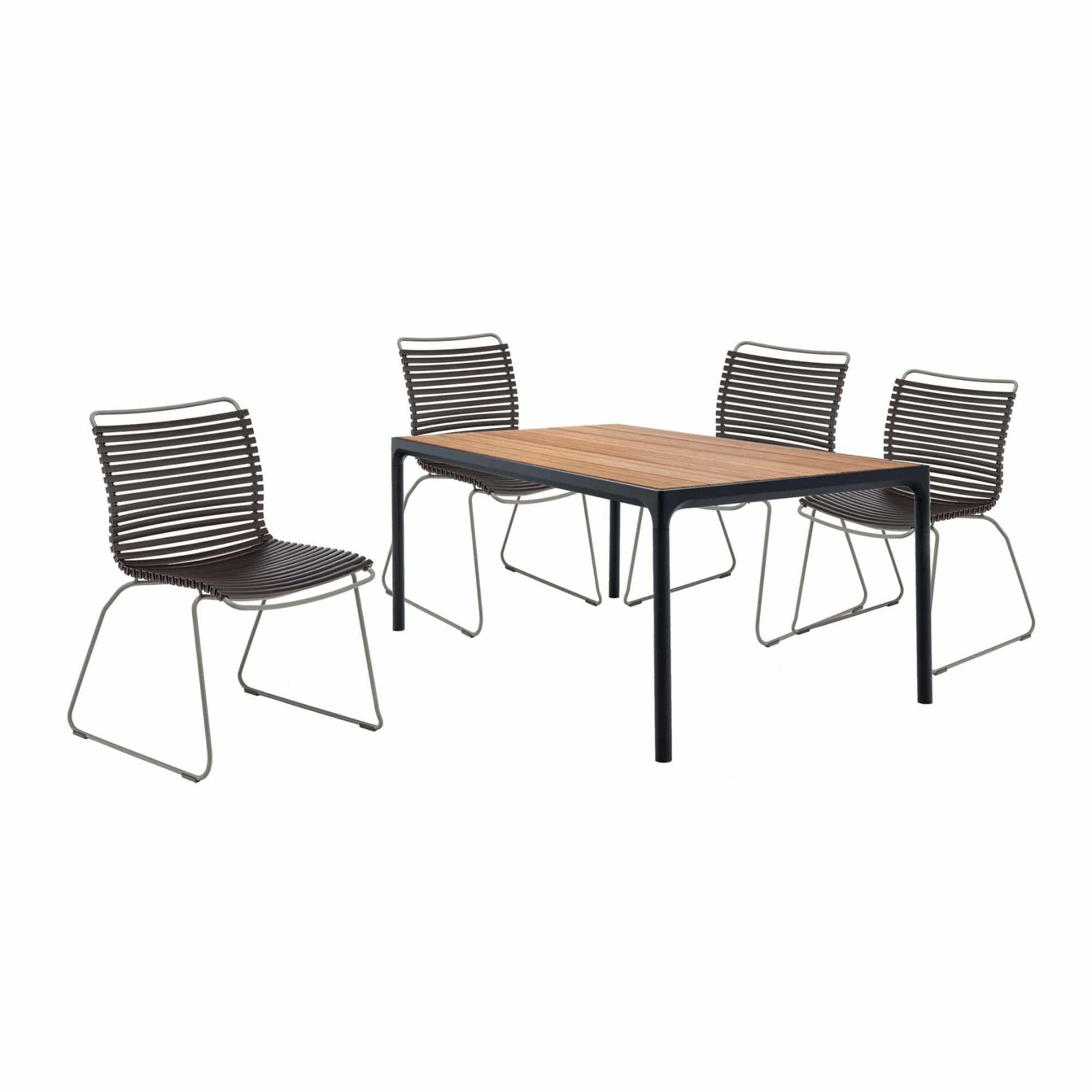 4 Seater Click & Four Outdoor Dining Set - Black - Image 2