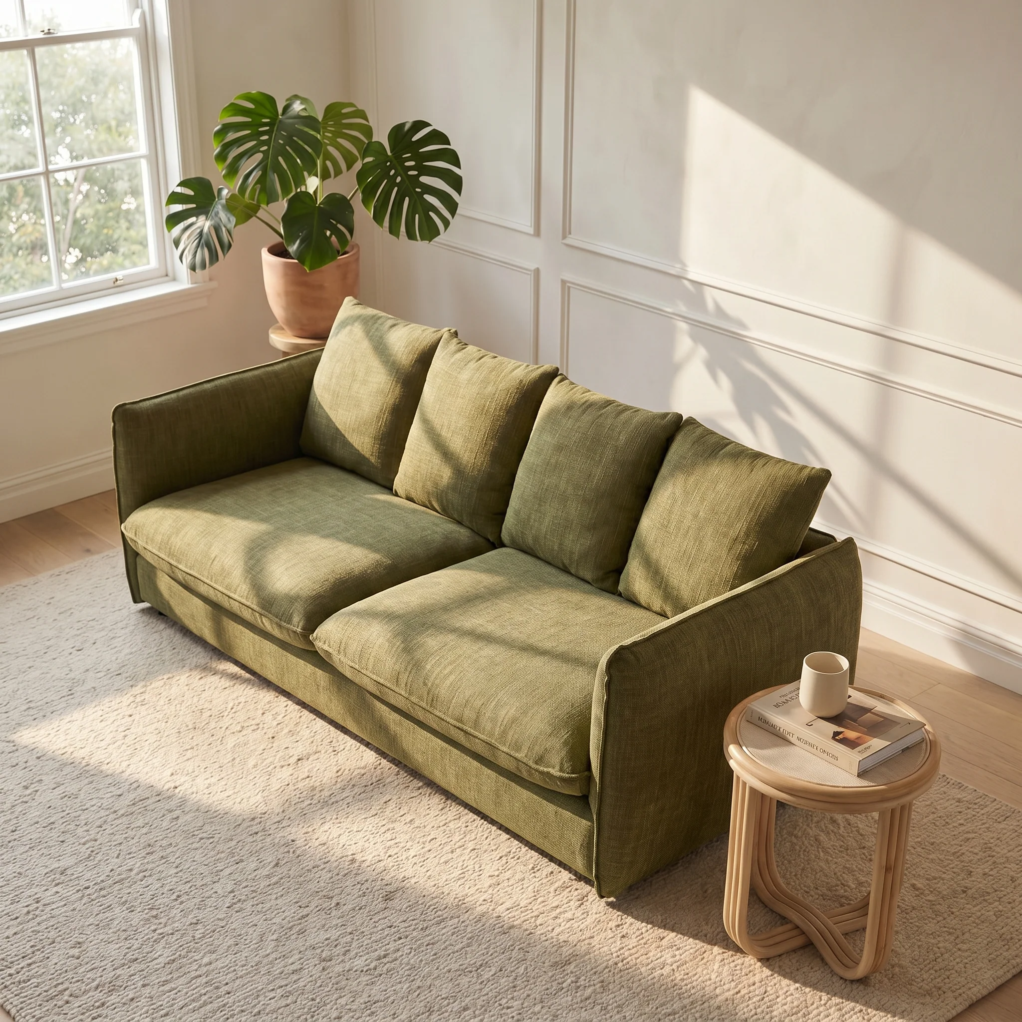 Camden 3 Seater Sofa Leaf Fabric Upholstery - Image 2