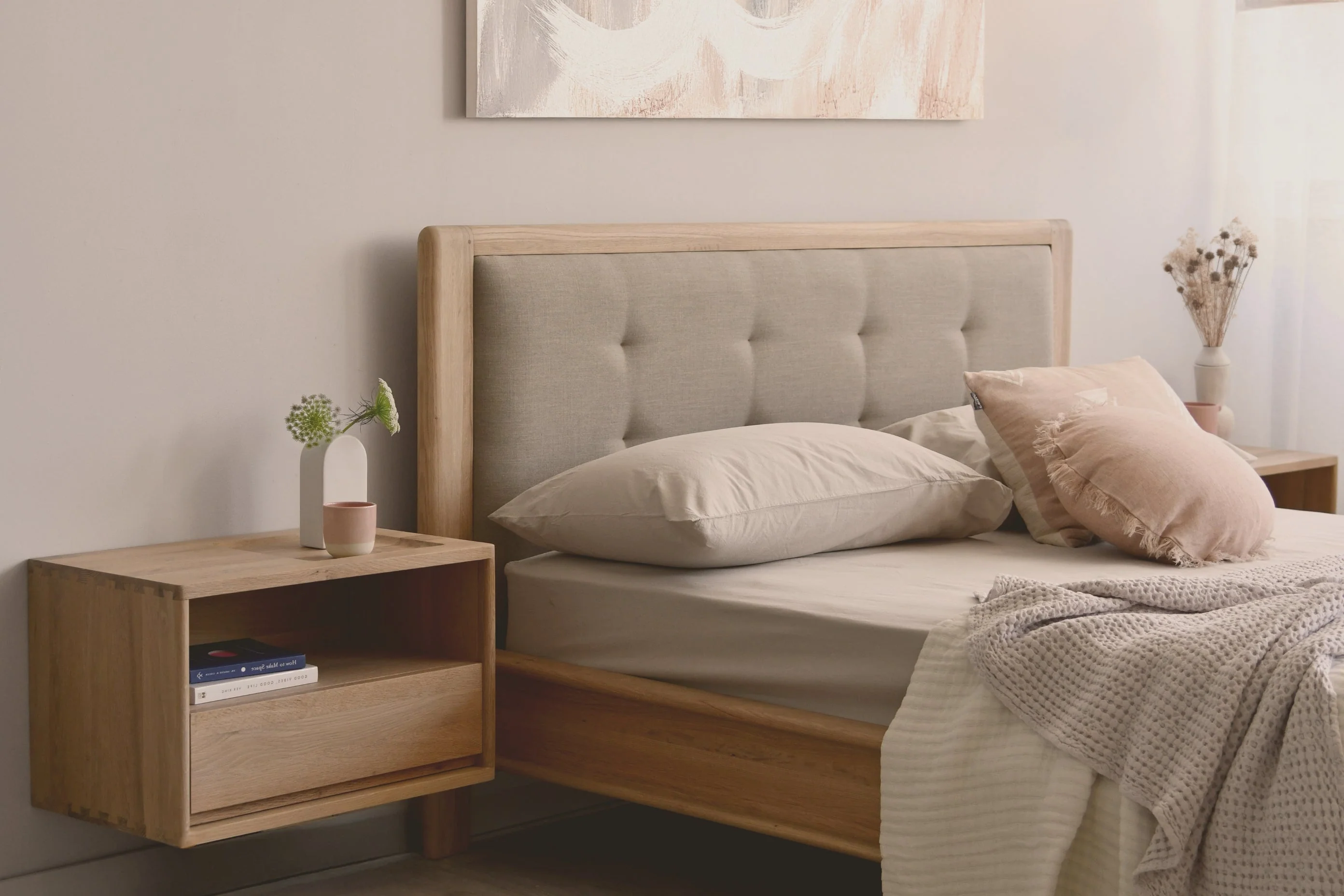 Circa Floating Bedside Left (Right Groove) - European Oak - Image 6