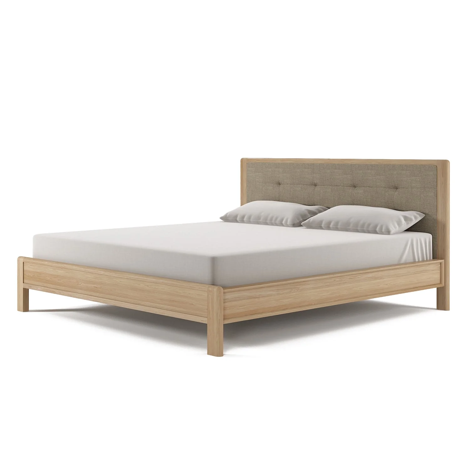 Circa King without Storage - European White oak and fabric Headboard