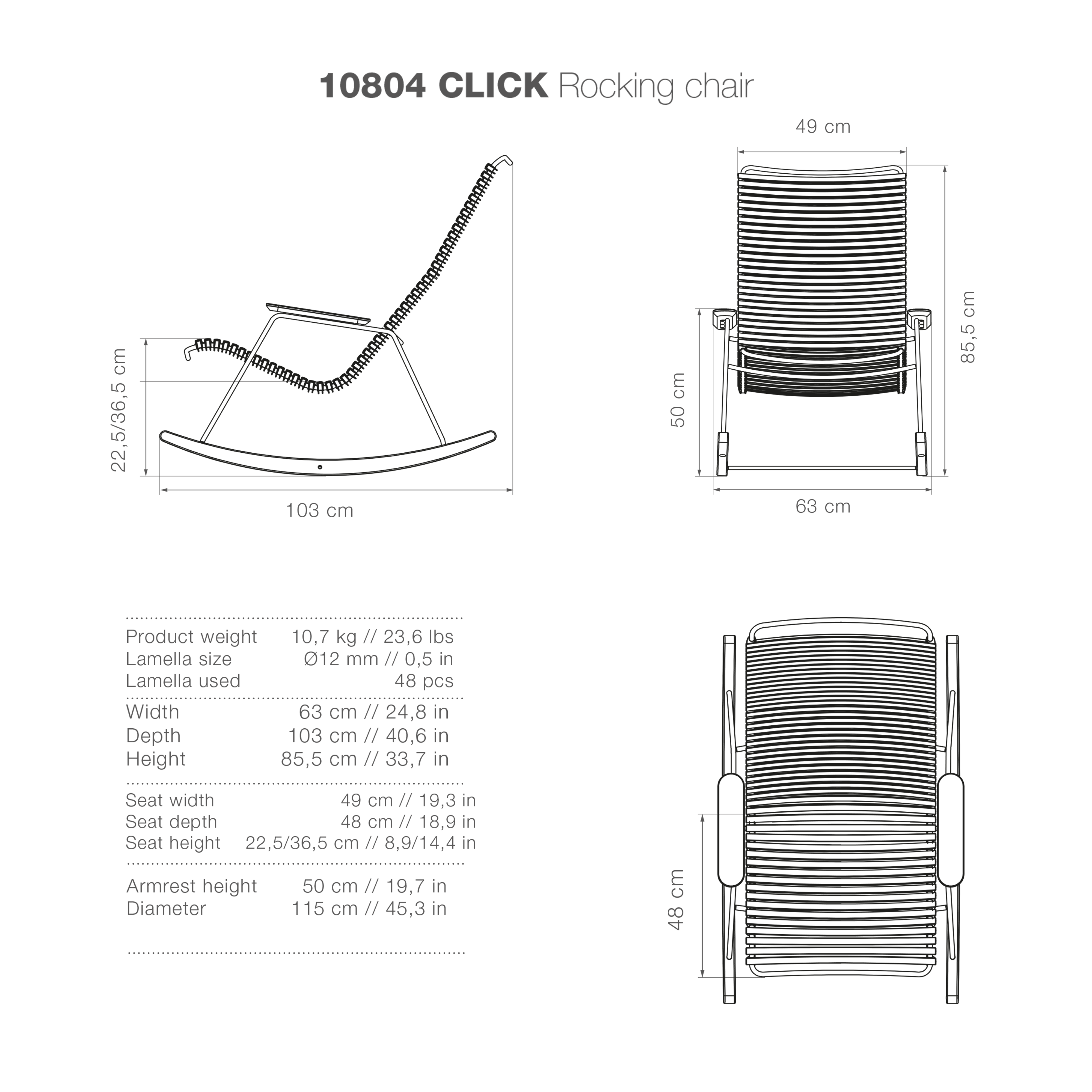 Click Rocking Chair - Multicolour Blue Stripe - Image 6