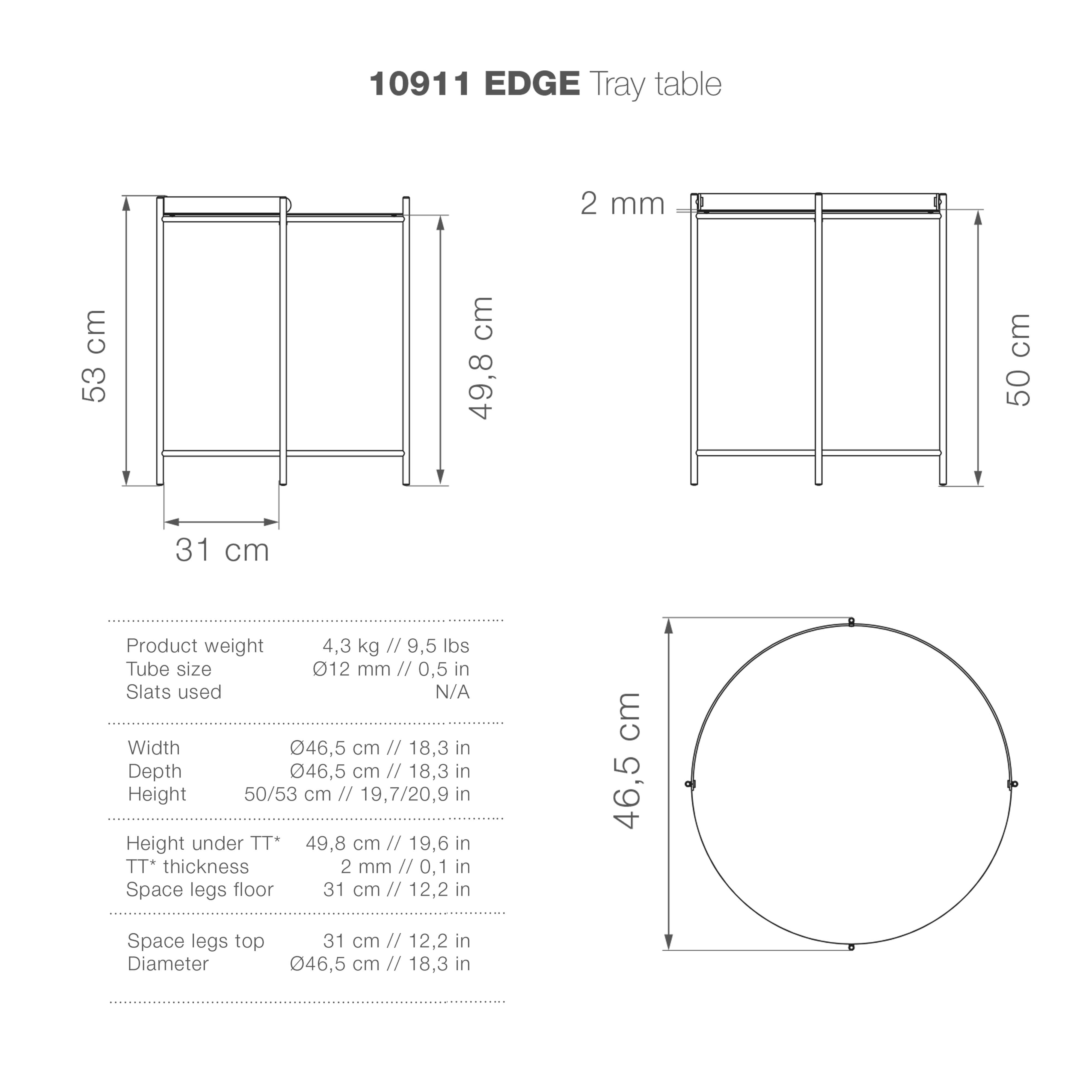 Edge Tray Table - Black Small - Image 3