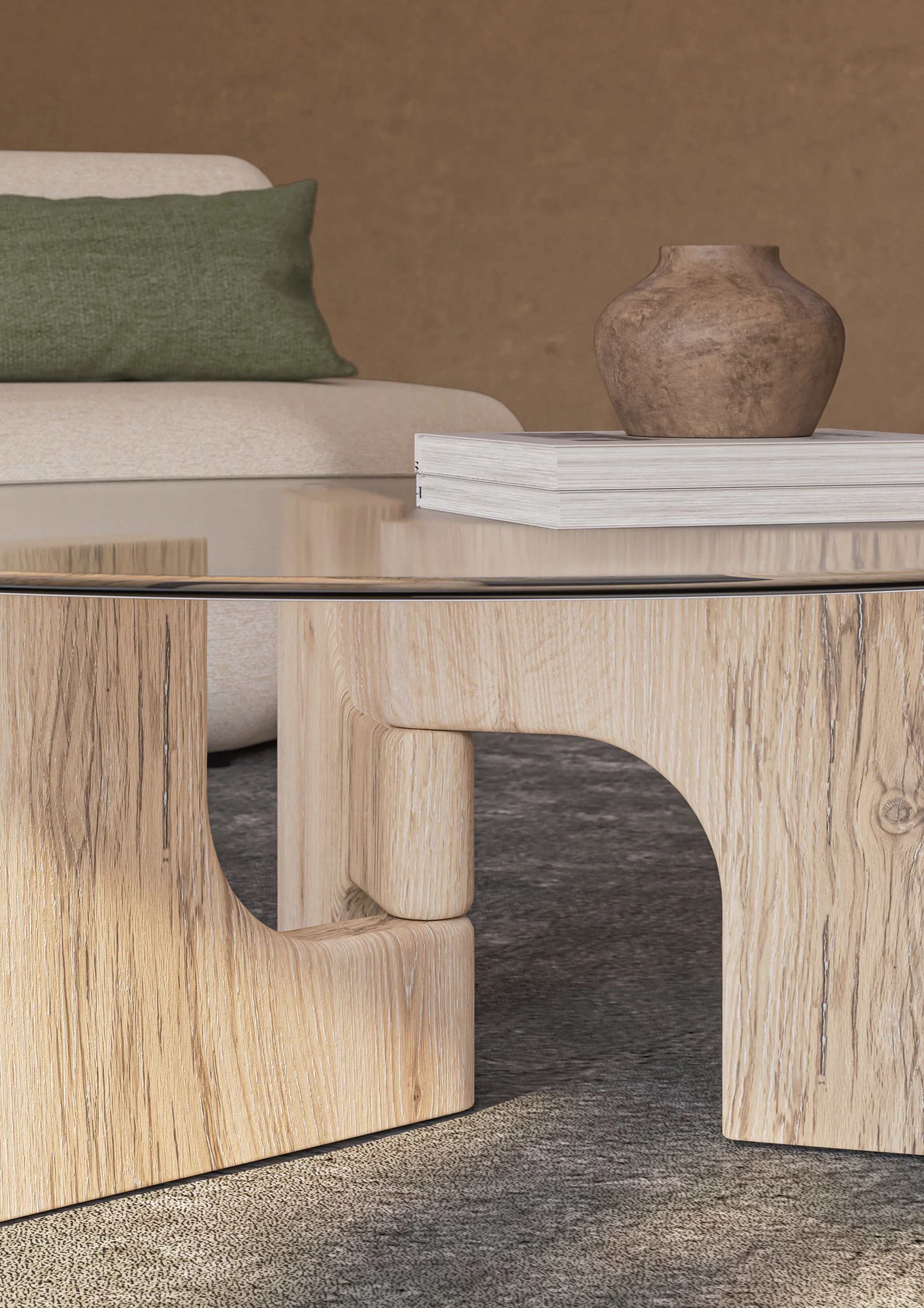 Floema Coffee Table with glass top - Image 6