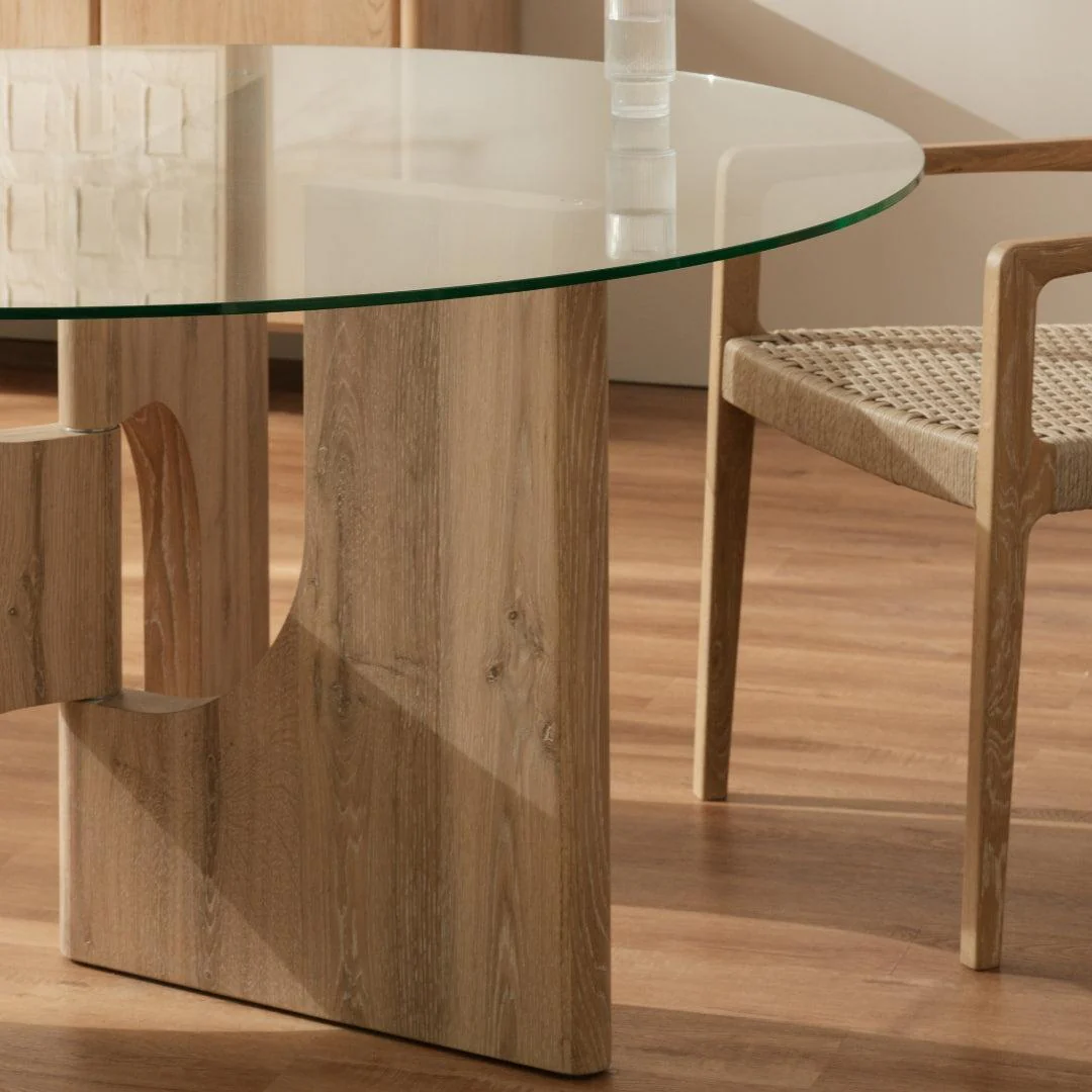 Floema Round Dining Table with Glass Top - Image 7