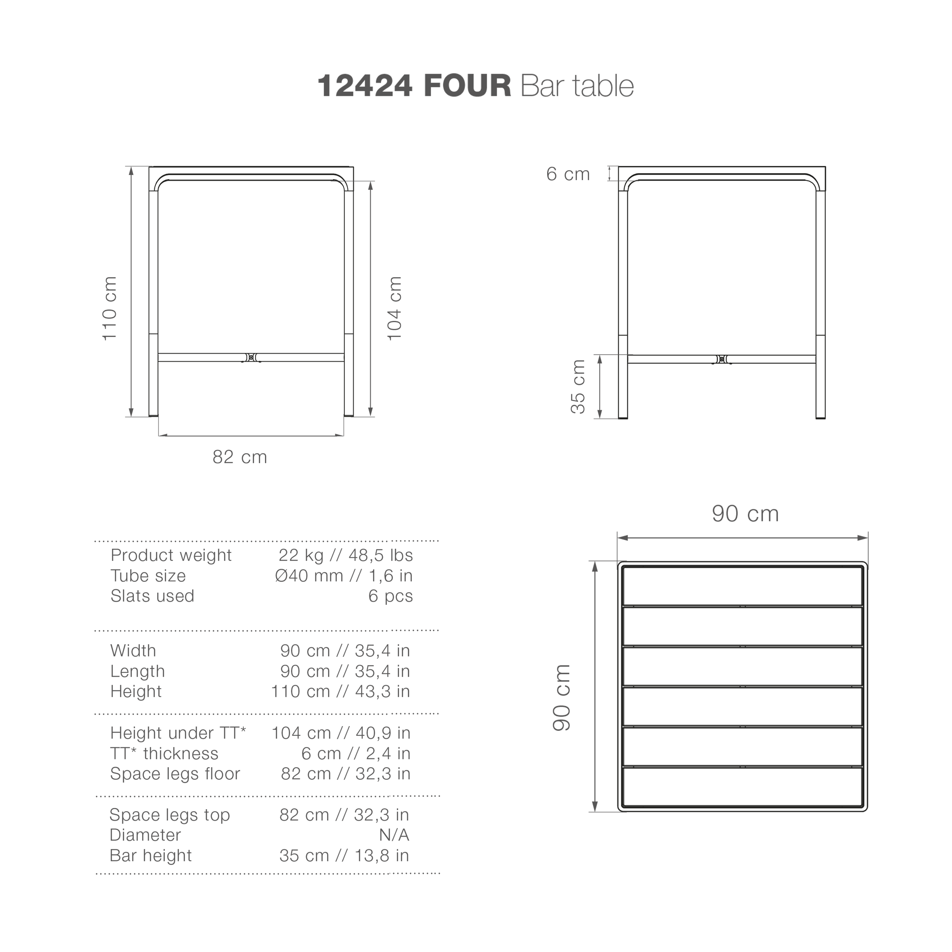 Four Square Bar Table - Black Top & Frame 90(CM) - Image 6