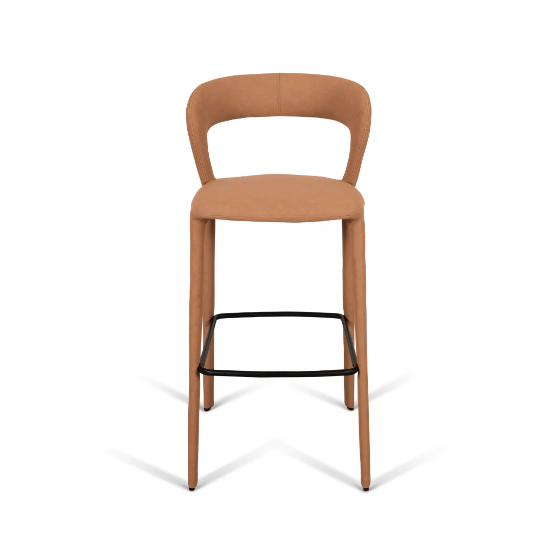 Hudson Bar Chair Butterscotch Leather Look Upholstery - Image 3