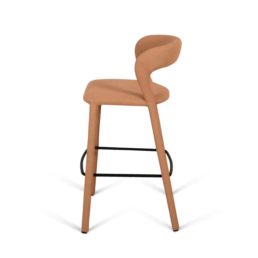 Hudson Bar Chair Butterscotch Leather Look Upholstery - Image 4