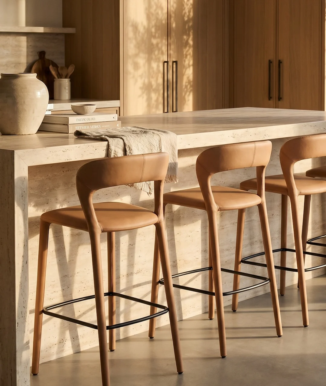 Hudson Bar Chair Butterscotch Leather Look Upholstery - Image 6