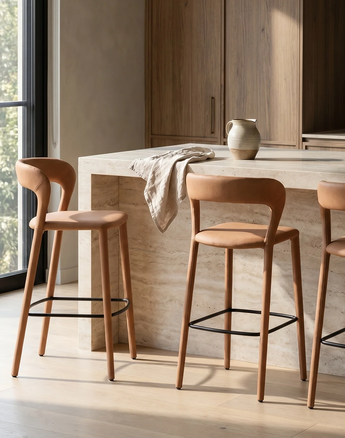 Hudson Bar Chair Butterscotch Leather Look Upholstery - Image 7