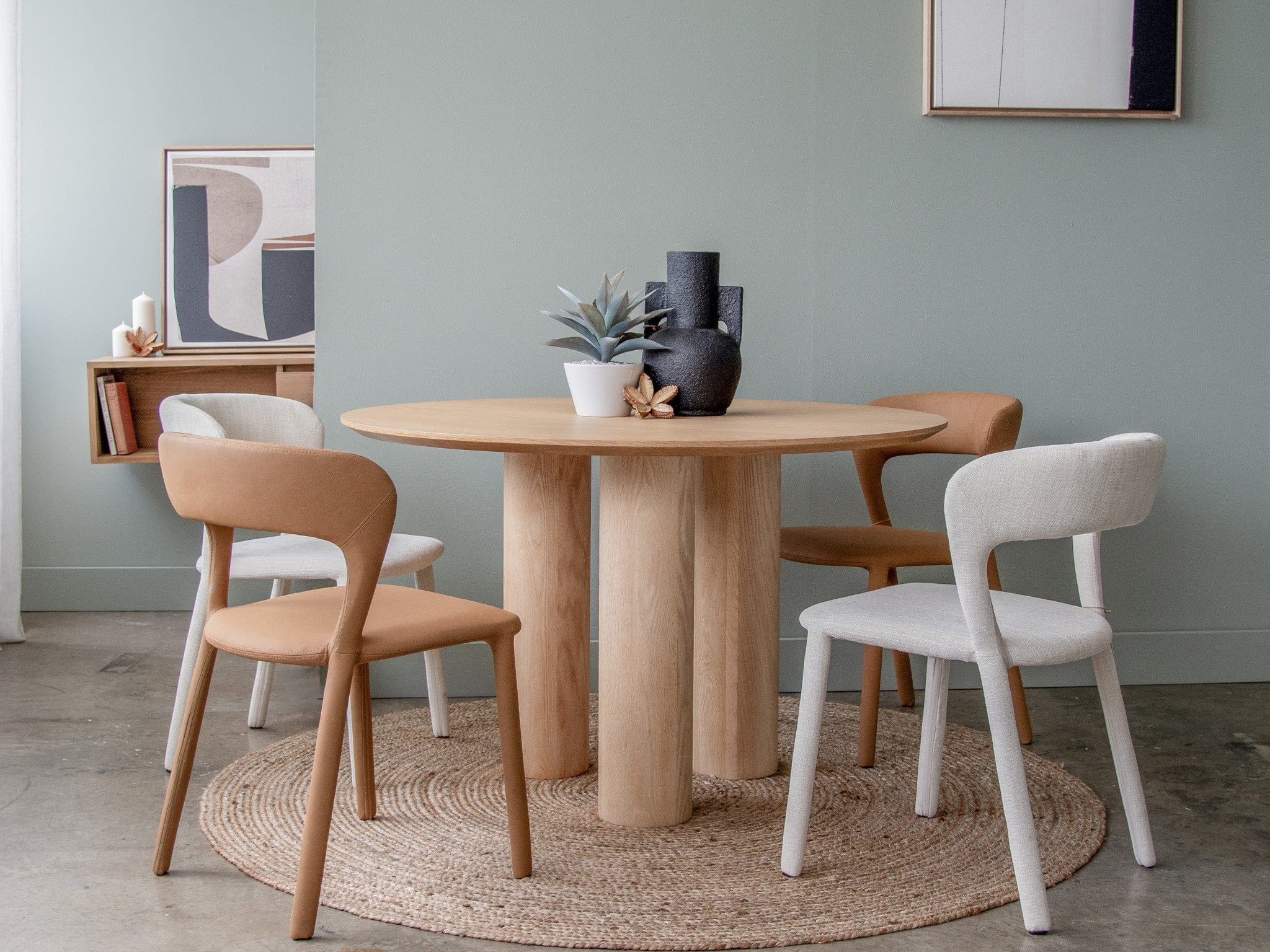 Hudson Dining Chair Vanilla Fabric Upholstery - Image 5