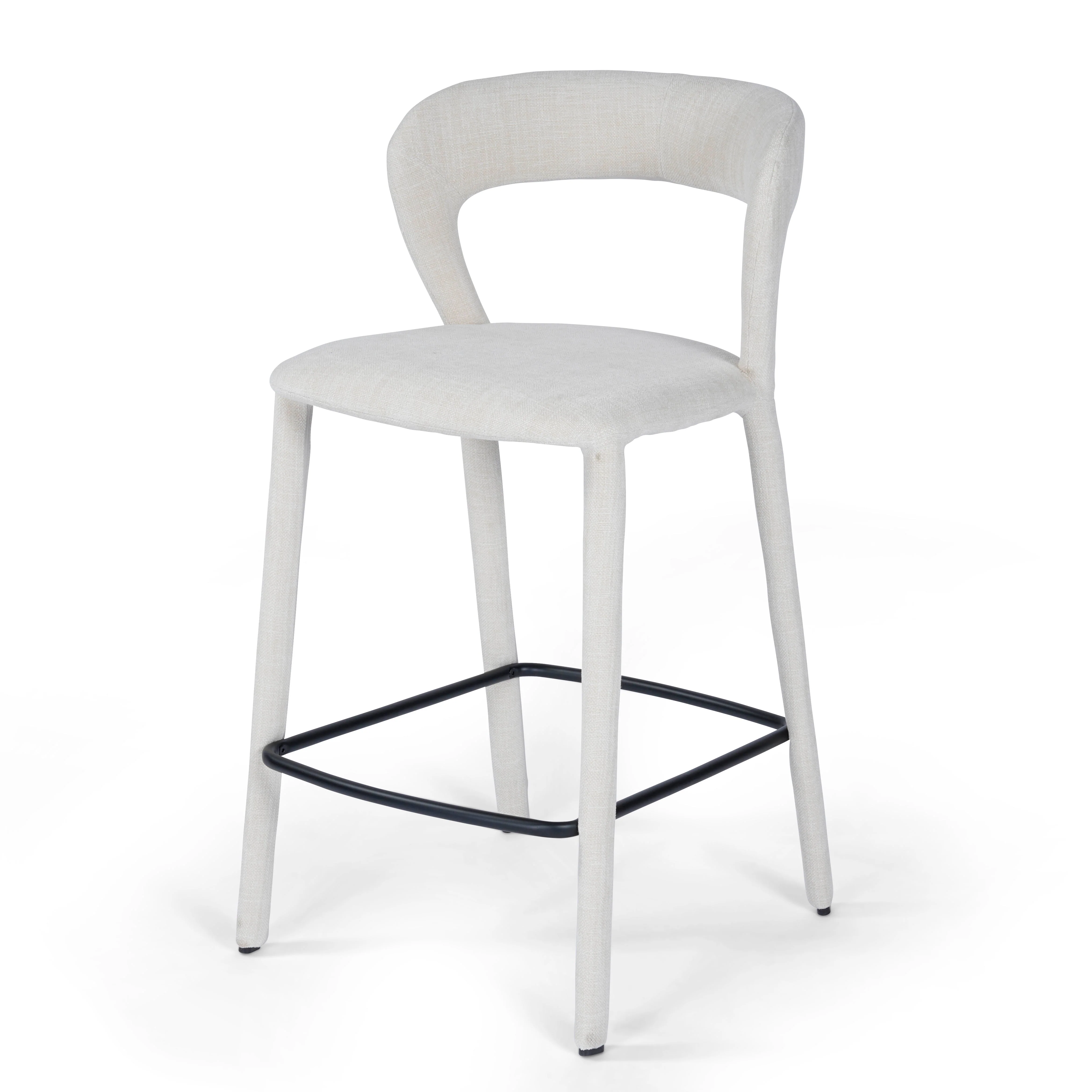 Hudson Kitchen Counter Chair Vanilla Fabric Upholstery