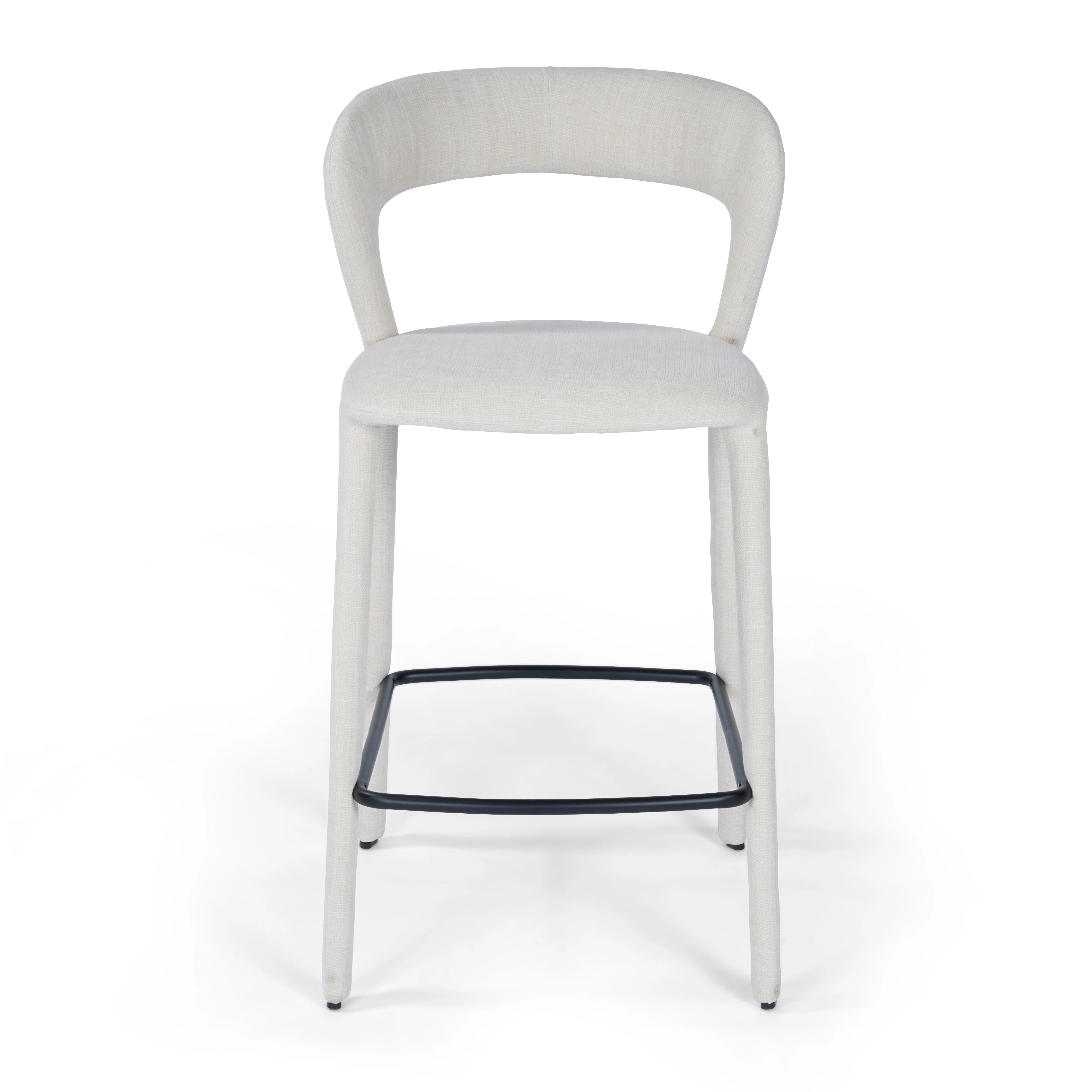 Hudson Kitchen Counter Chair Vanilla Fabric Upholstery - Image 2