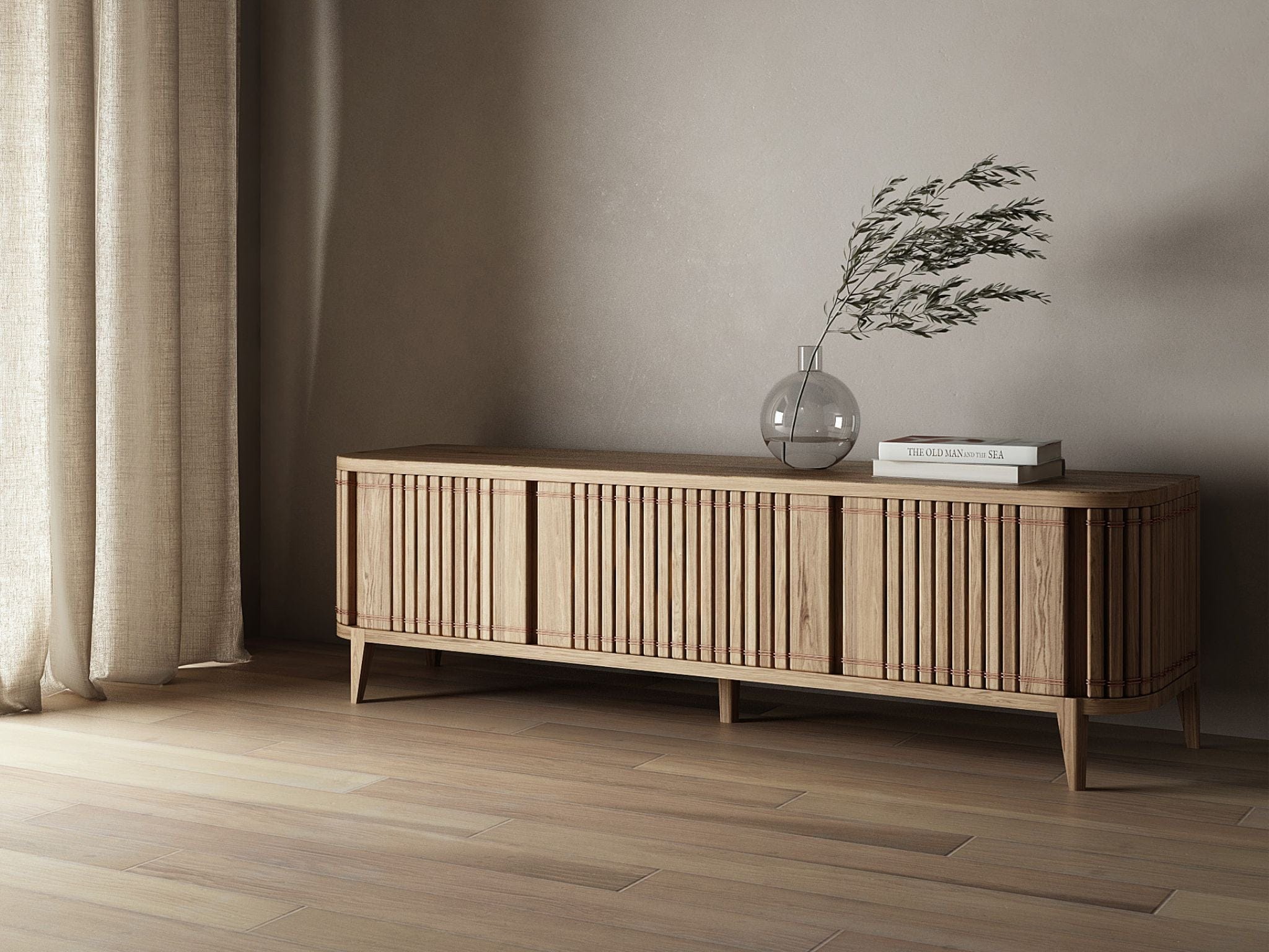 Koppar Media Cabinet with 3 Doors - European Oak - Image 9