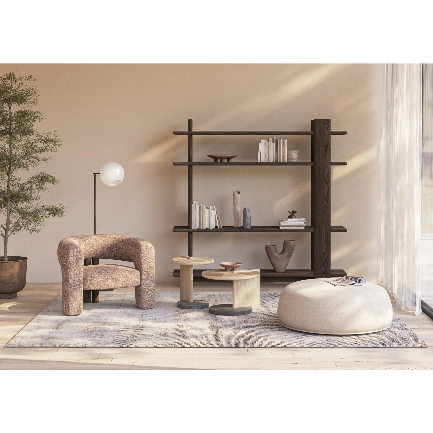 Leo Side Table - Natural - Grey Marble - Image 6