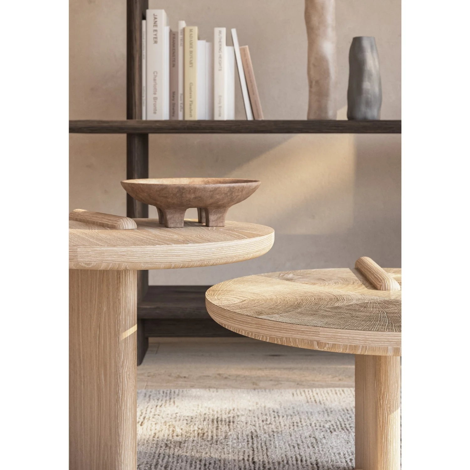 Leo Side table - Oak End Grain - Grey Marble - Image 7