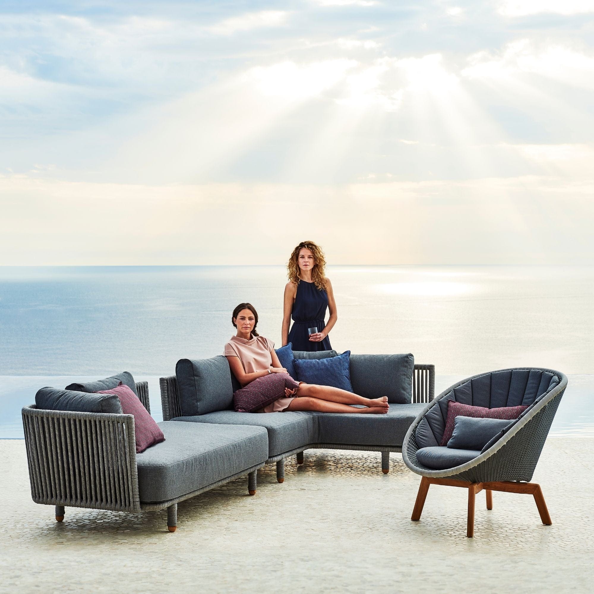 Moments 2 Seater Sofa Right with Cushion Set - Grey - Image 2