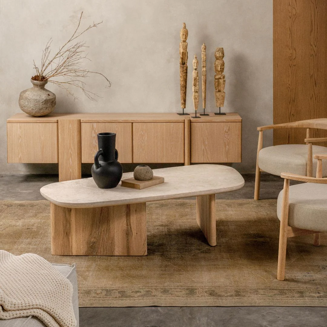 Montaro Coffee Table with Marble Top - Natural - Image 2