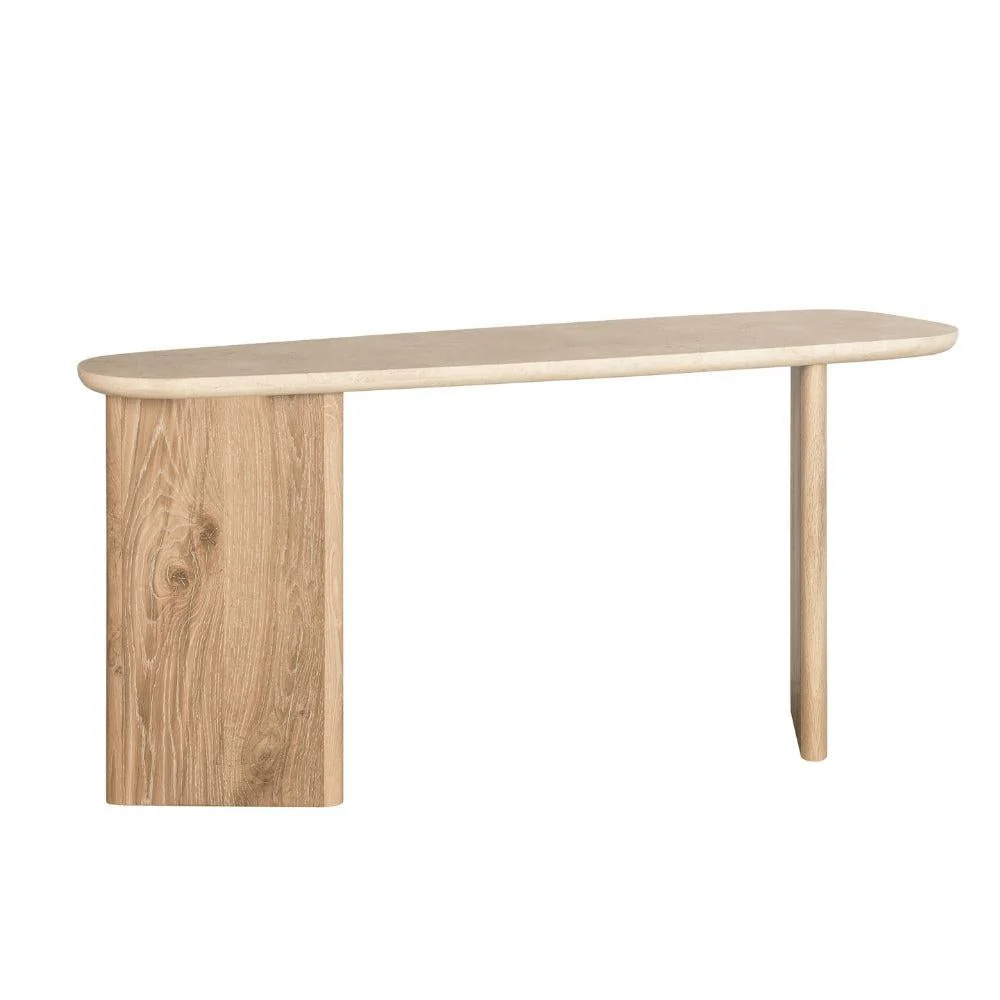 Montaro Console Table with Top Cream Marble - Natural - Image 4