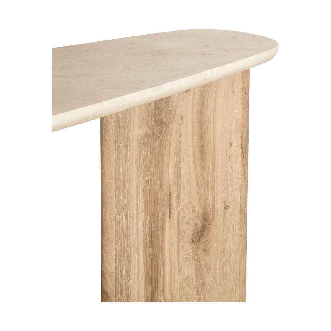 Montaro Console Table with Top Cream Marble - Natural - Image 7
