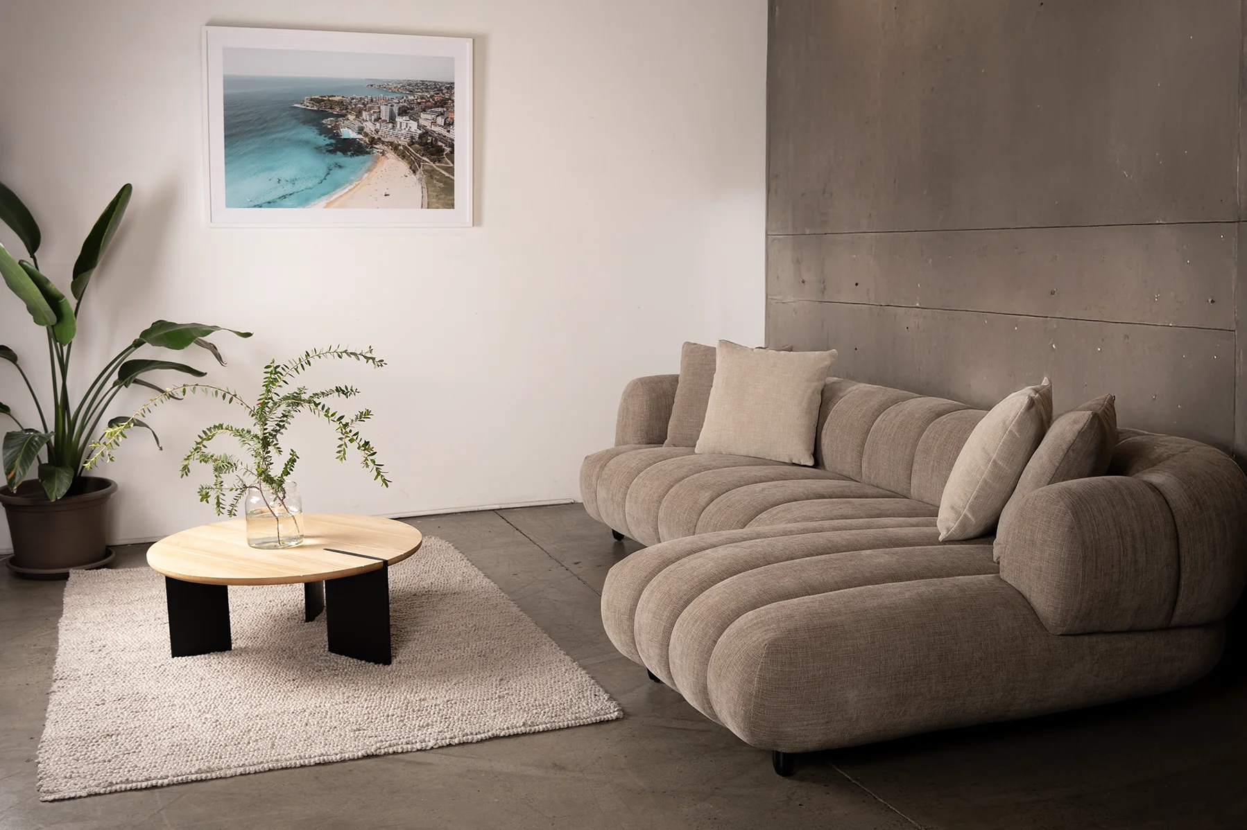 Reya 4 Seater Lounge in Mushroom Fabric - Image 4