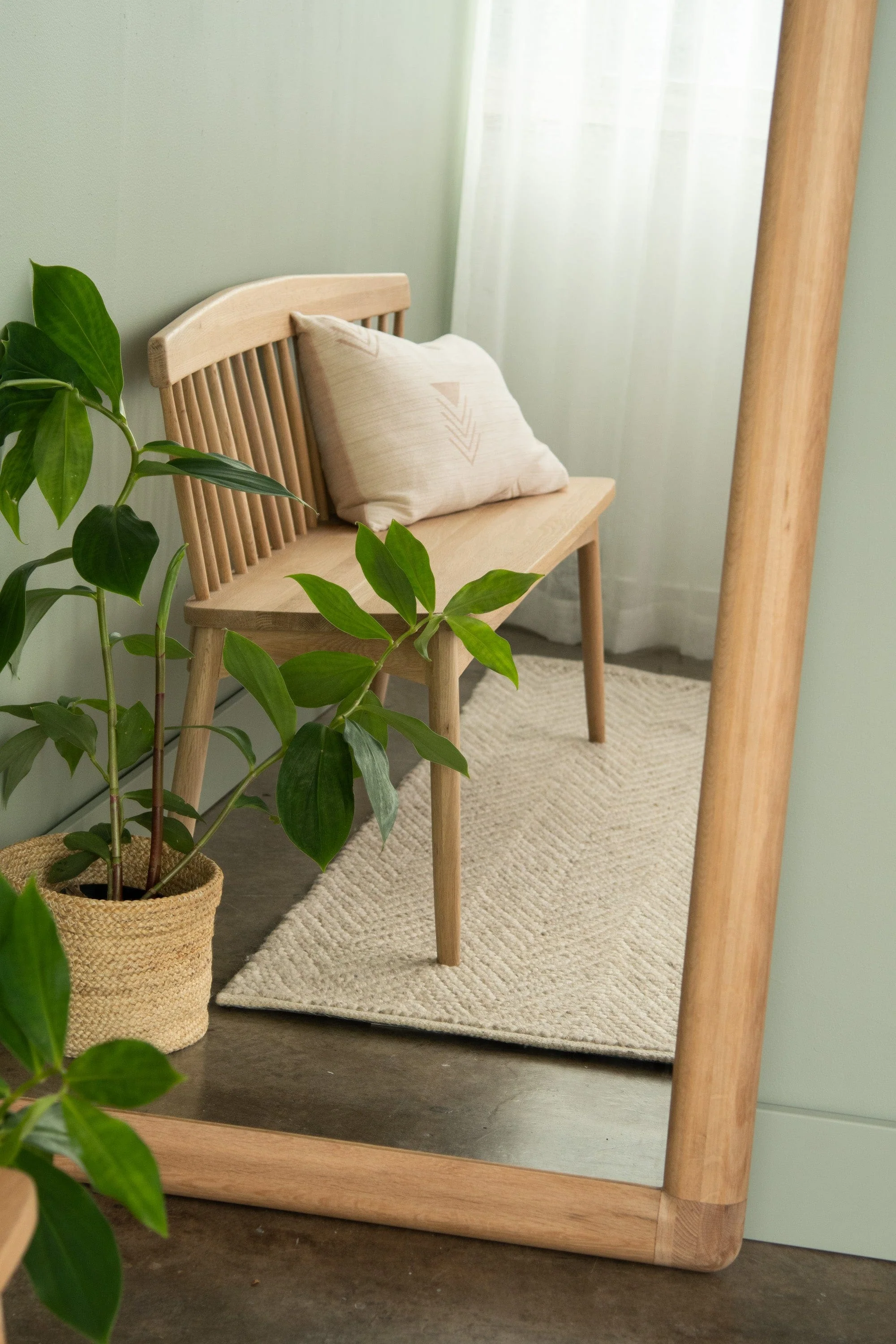 Vintage Floor Mirror - European Oak - Image 8